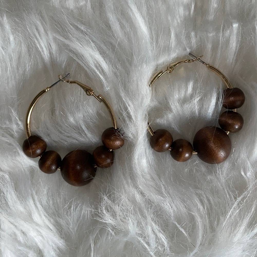 Wooden Beaded Earrings.